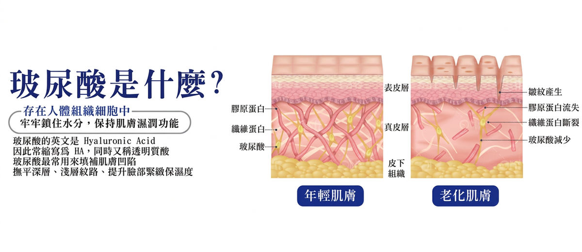 玻尿酸是什麼:年輕肌膚與老化肌膚比較